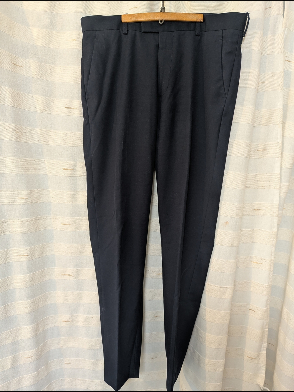 ​H&M Men's Navy Blue Slim Fit Dress Pants Wool Blend Size 33R